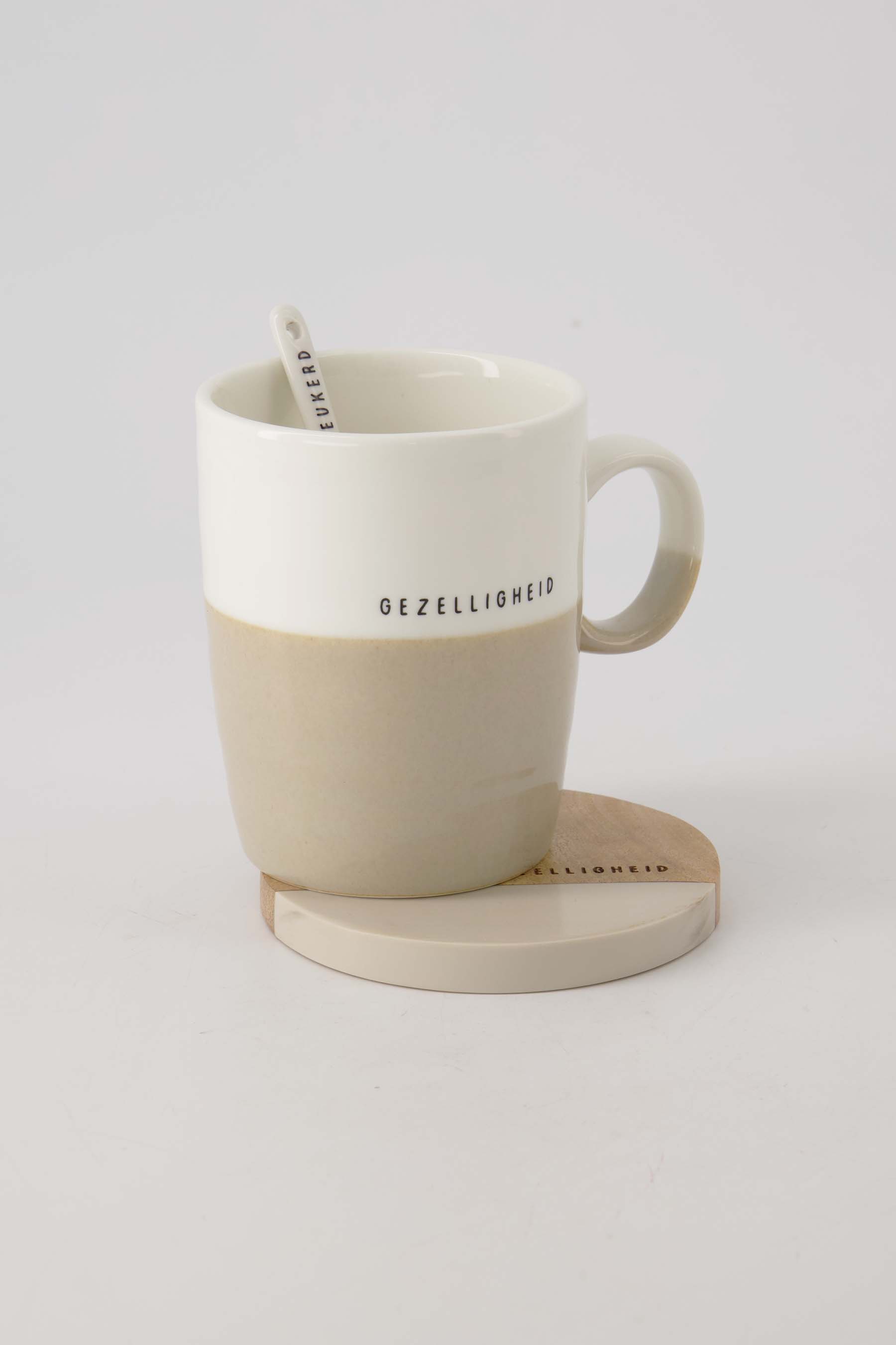 Zusss  Mok Gezelligheid wit/zandkleurige - Oosterlinck Home