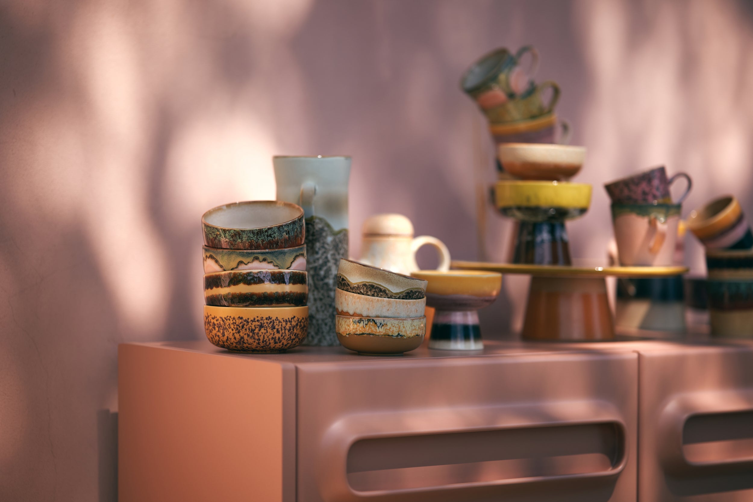 HK Living  70s ceramics: Dessert bowls Harbour / set van 4 - Oosterlinck Home