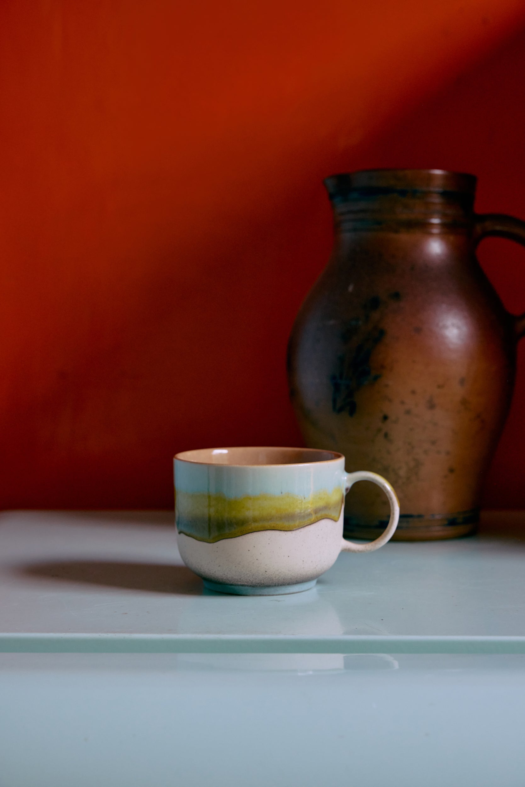 HK Living  70s ceramics Tea cup / grote kop met oor 5+1 GRATIS