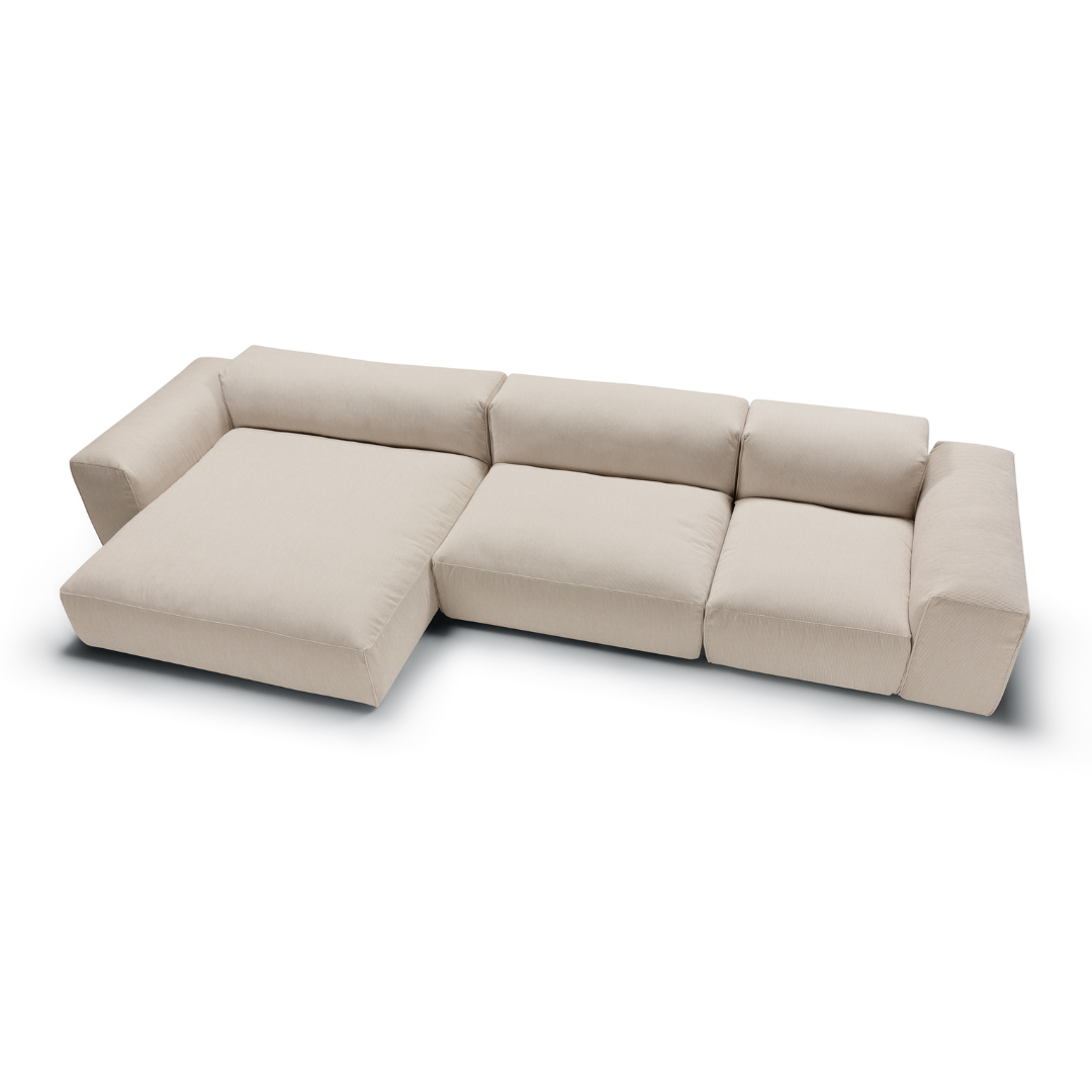 Sits Edda sofa driezit + chaise longue 398cm moss beige