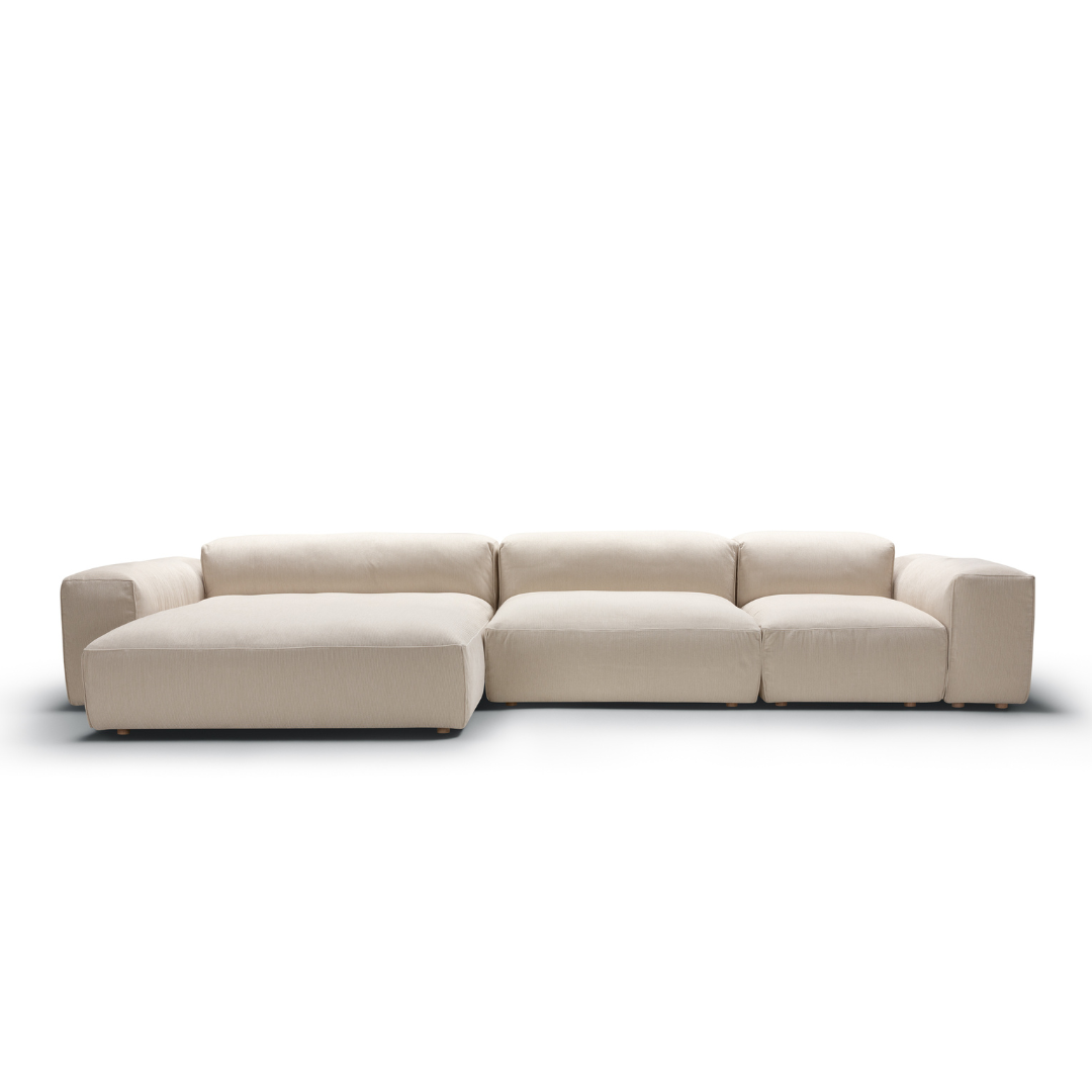 Sits Edda sofa driezit + chaise longue 398cm moss beige