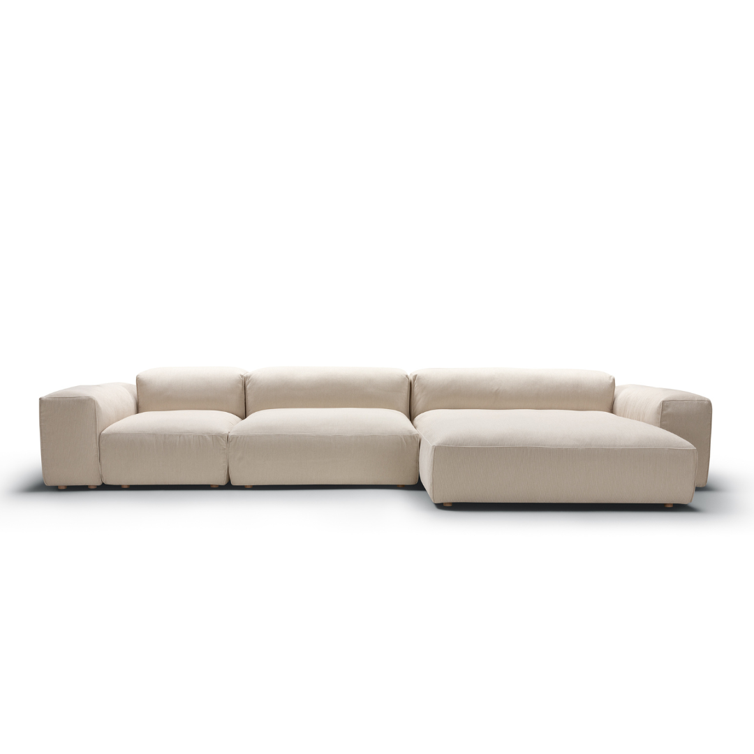 Sits Edda sofa driezit + chaise longue 398cm moss beige - Oosterlinck