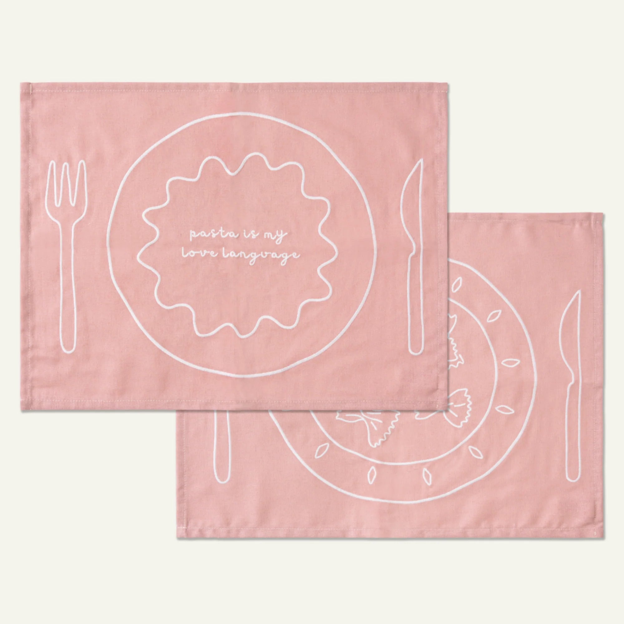 Kulu Club   Linnen placemats Pasta is my love language / set van 2