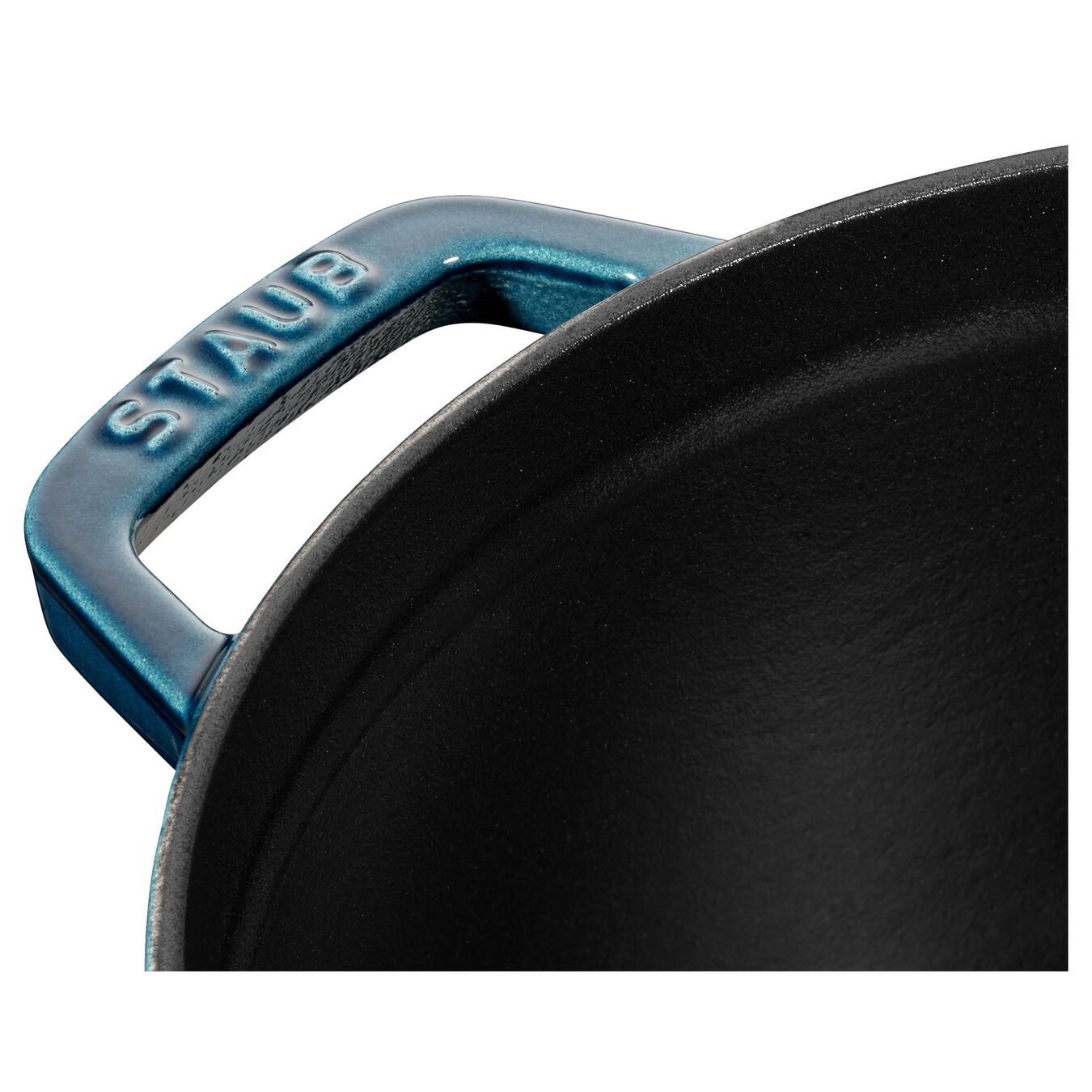STAUB LA COCOTTE GIETIJZEREN BRAADPAN ROND, LA-MER BLAUW - TWEE FORMATEN - Oosterlinck