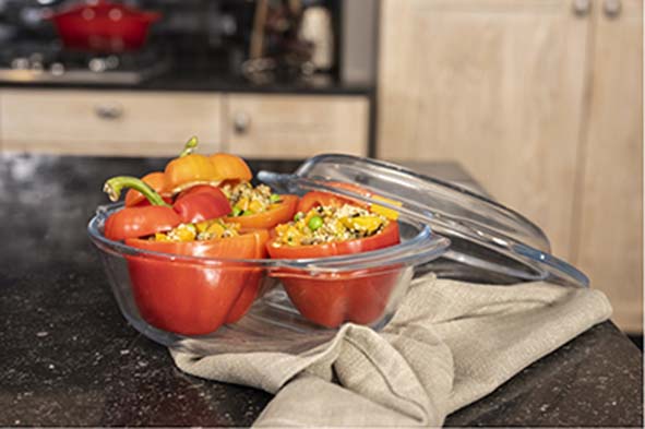 500°  Glazen oven-/bewaarschaal rond Grill & Drop - Oosterlinck Home