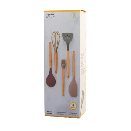 Livwise set keukenhulpjes silicone/hout 5-delig