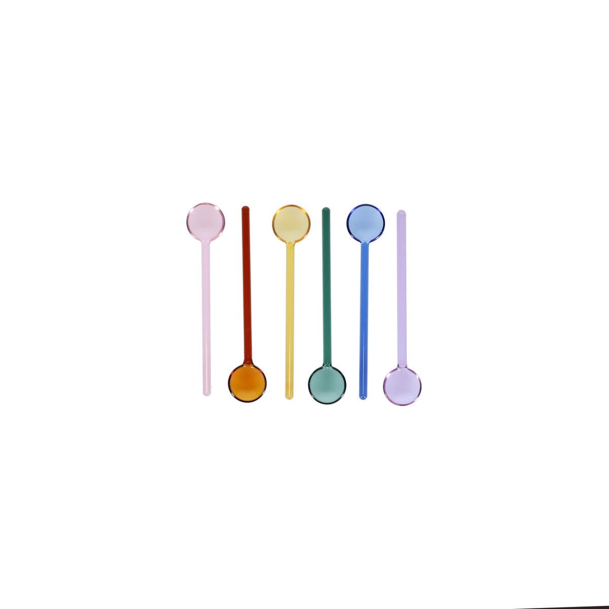 ONA  Tilly Glazen koffielepels multicolor - set van 6