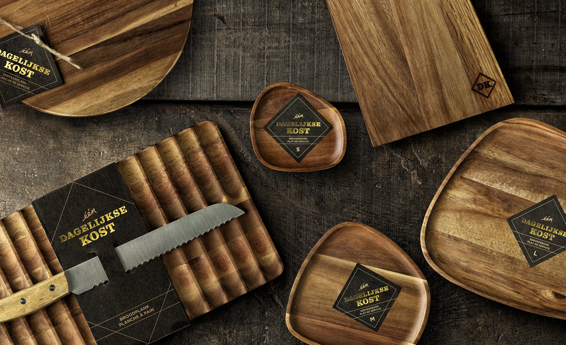 Dagelijkse Kost   Serveerplank Trapezium of Rond acacia -40%