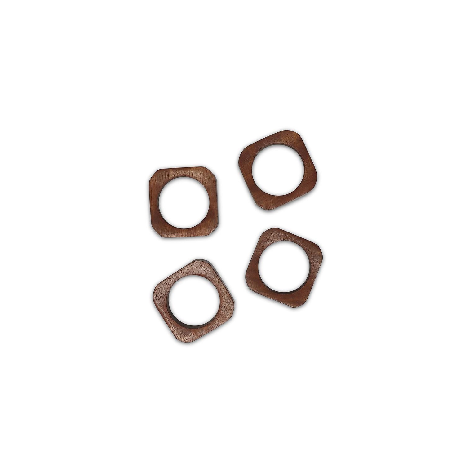 Salt&Pepper Servetring 4,5x4,5cm vierkant hout  - set/4