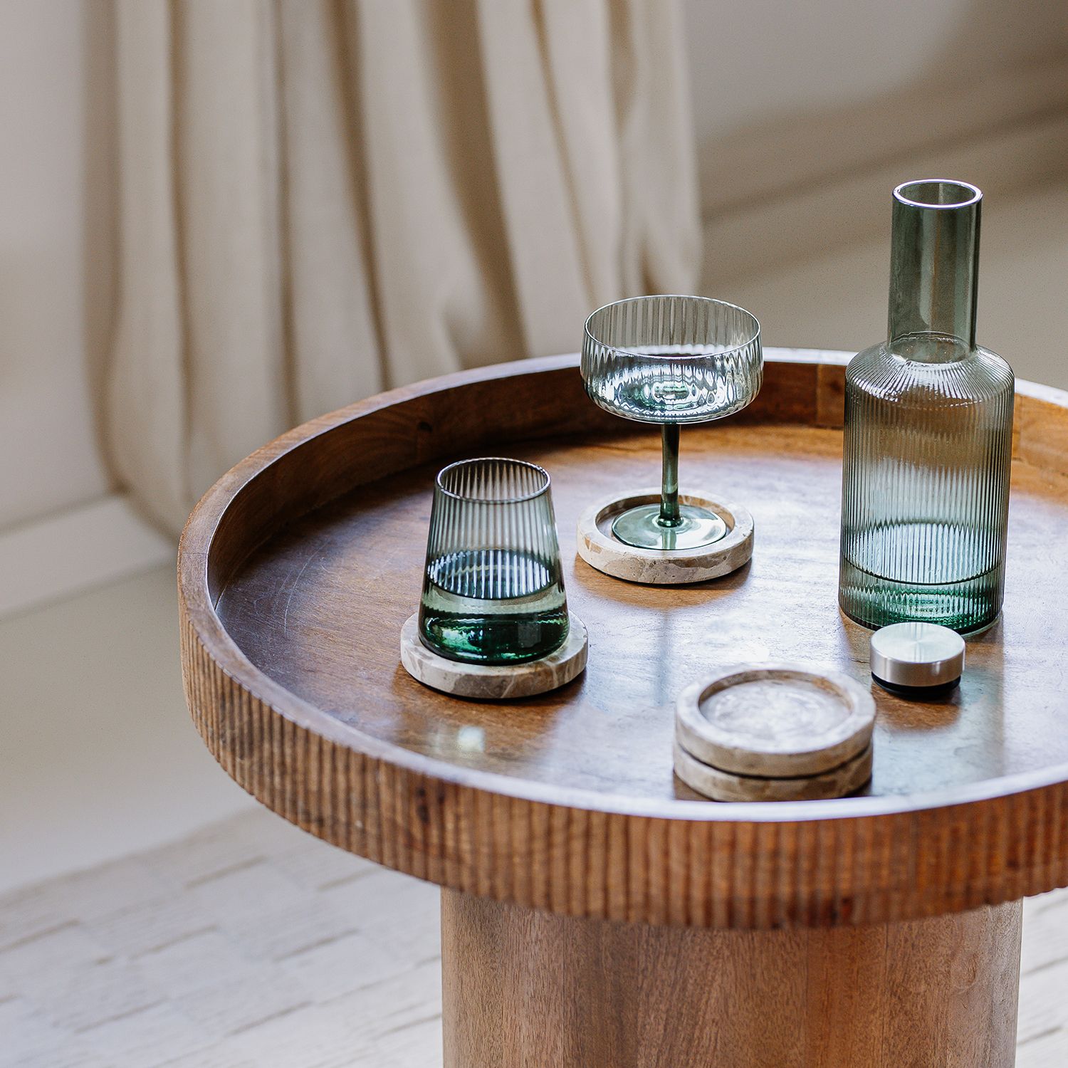 Salt&Pepper  Glasonderzetters marmer Opus beige (set van 4) - Oosterlinck Home