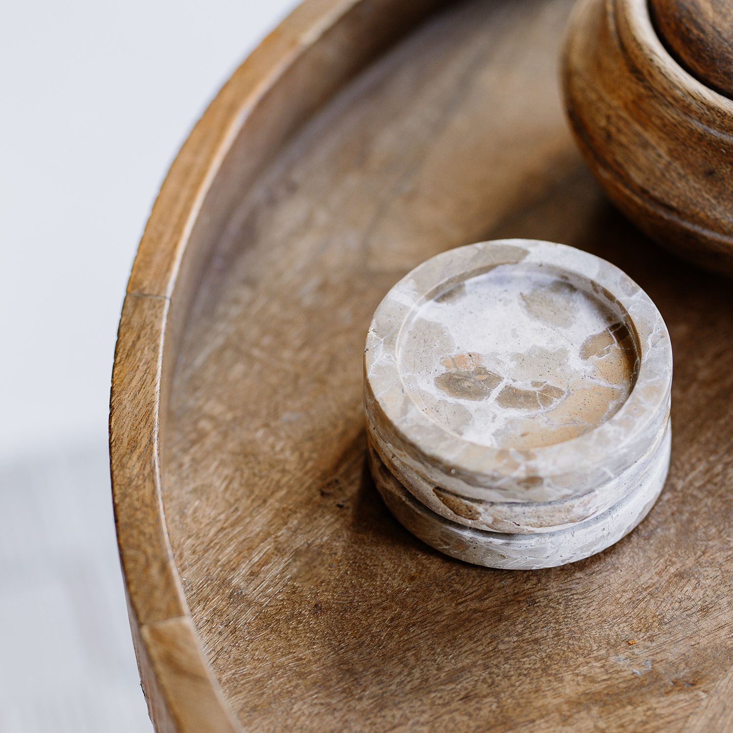 Salt&Pepper  Glasonderzetters marmer Opus beige (set van 4) - Oosterlinck Home