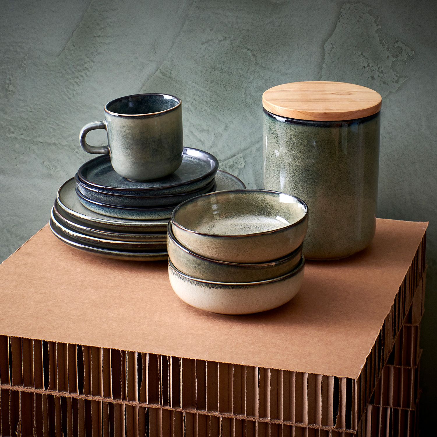 Salt&Pepper Meridian kom 13x4cm groen 4+2 gratis