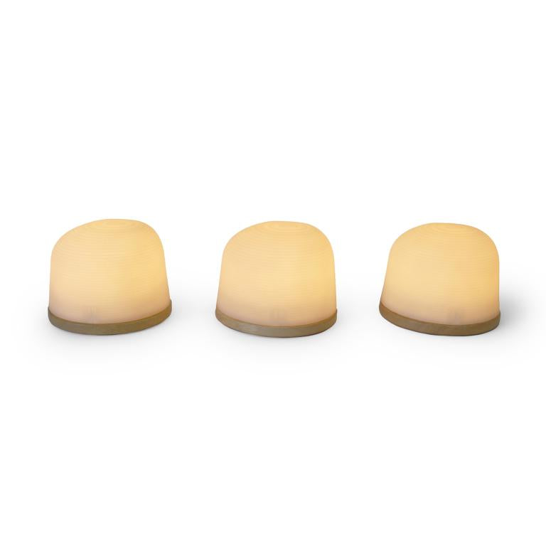 Atelier Pierre Fondant small set van 3 oplaadbare lampen lichte eik - Oosterlinck Home