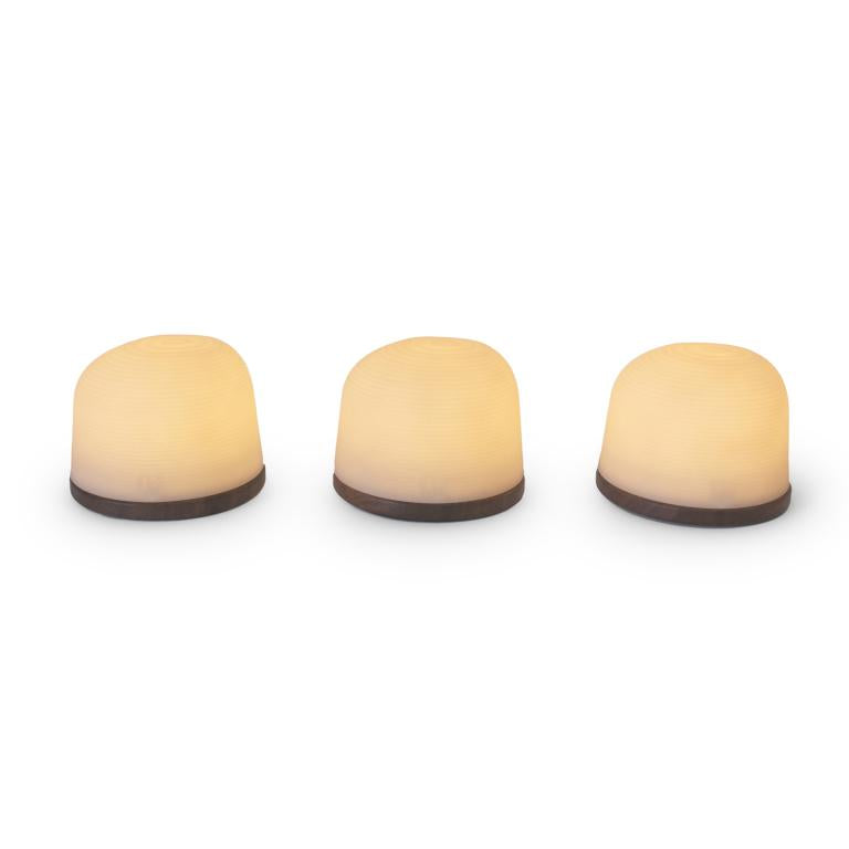 Atelier Pierre Fondant small set van 3 oplaadbare lampen donker es - Oosterlinck Home