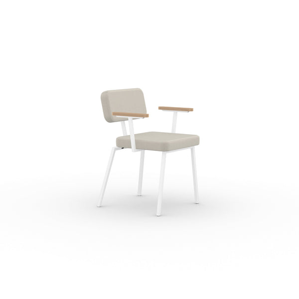Studio Henk - ODE stoel met armleuning en wit frame - diverse bekleding.