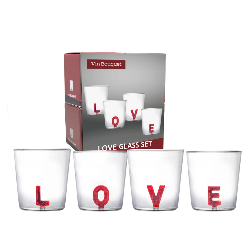Vin Bouquet waterglazen Love set/4