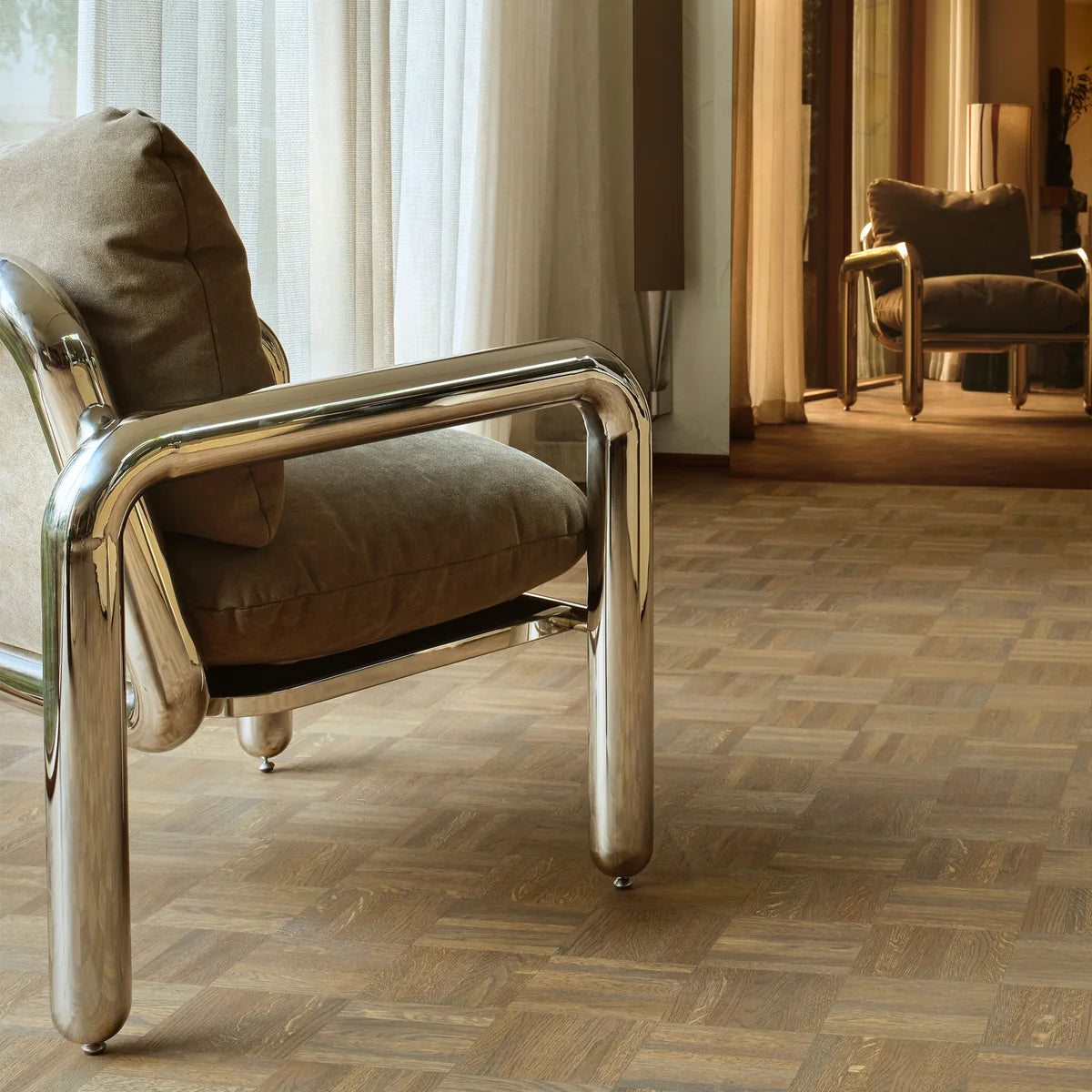 HK Living chrome lounge - 40% korting