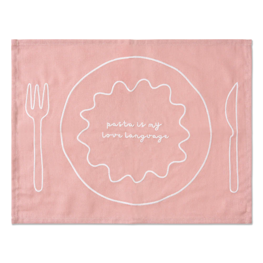Kulu Club   Linnen placemats Pasta is my love language / set van 2