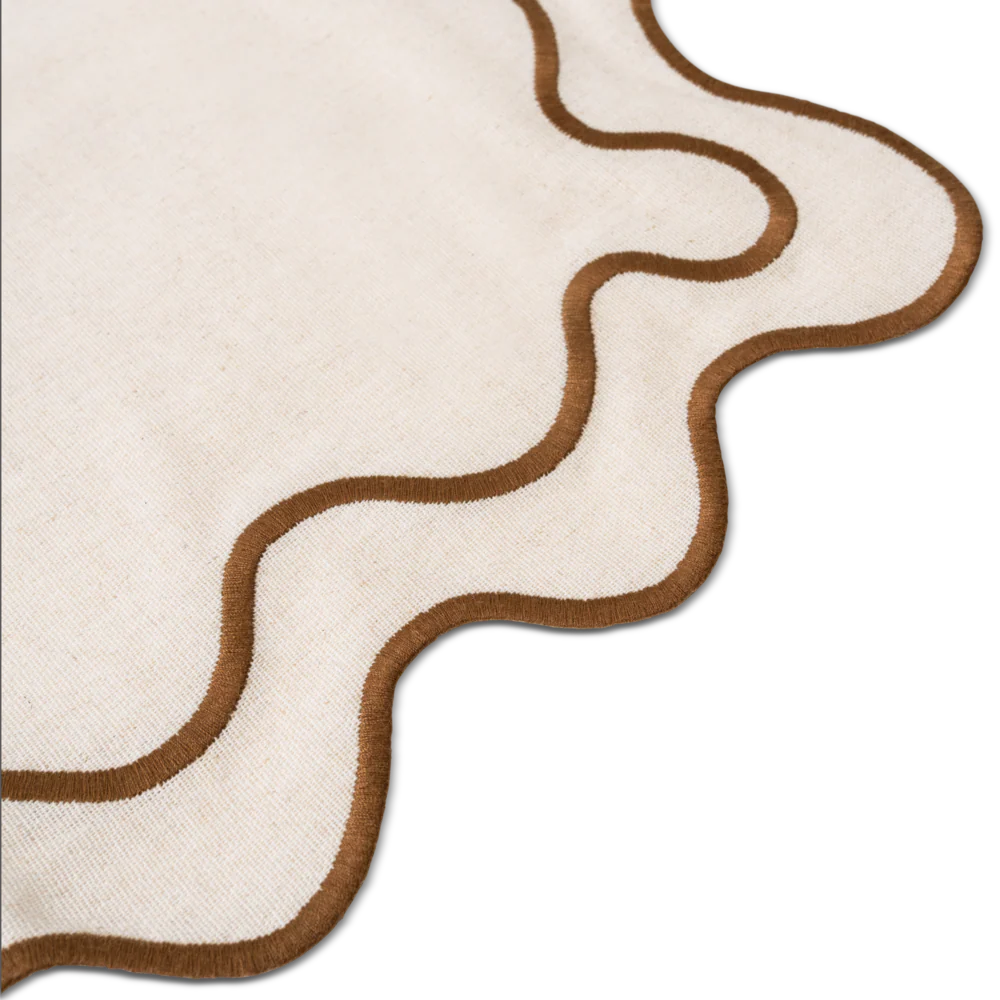 Kulu Club   Linnen placemats wavy beige-bruin / set van 2