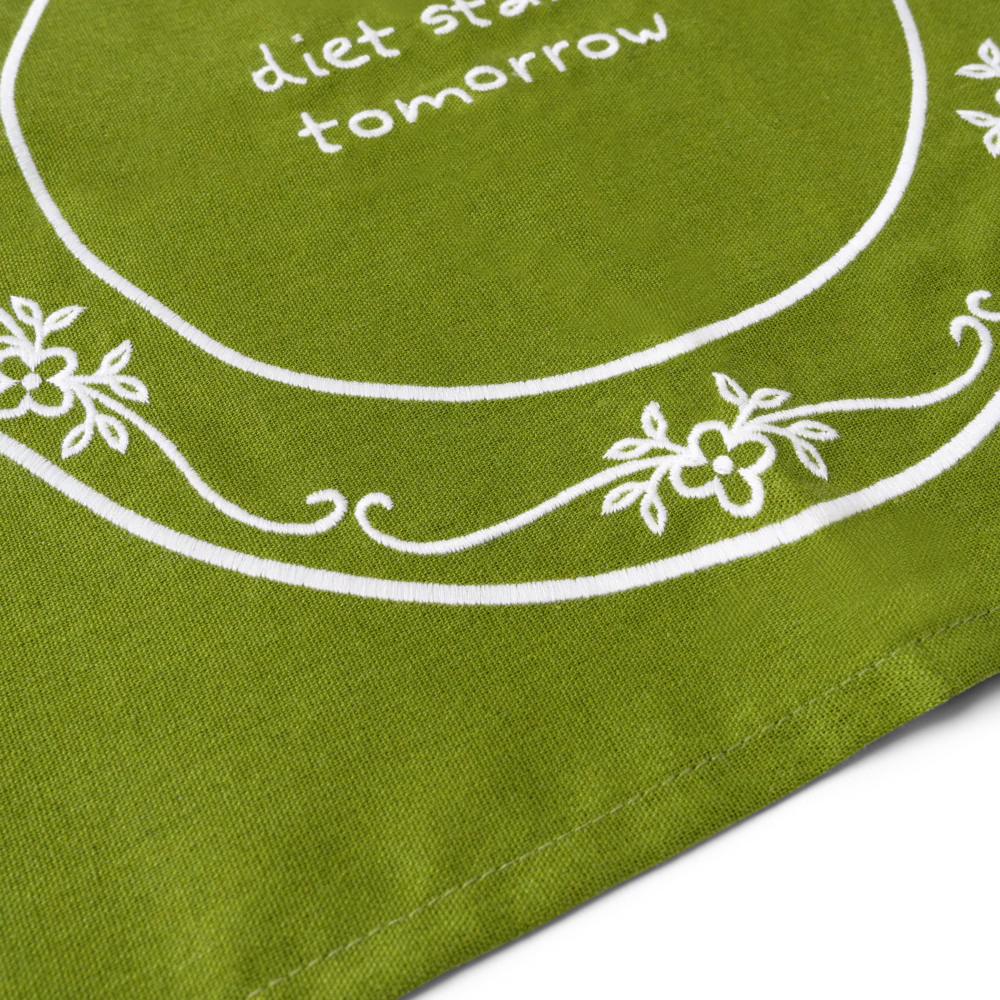 Kulu Club   Linnen placemats  Diet starts tomorrow / set van 2
