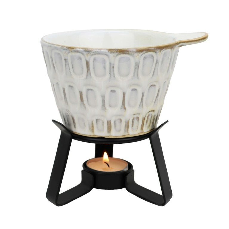Jens Living fondueset met roestvrijstalen pannen voor bakken, wokken en grillen, inclusief spatels en accessoires.
