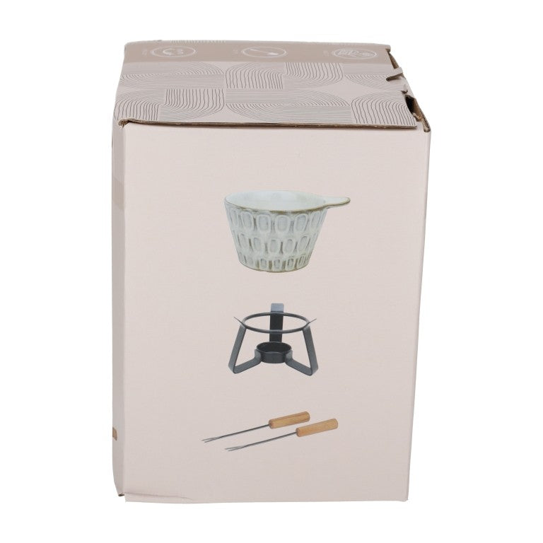 Jens Living fondueset met set pannen voor bakken, wokken en grillen, inclusief diverse keukengerei en accessoires.