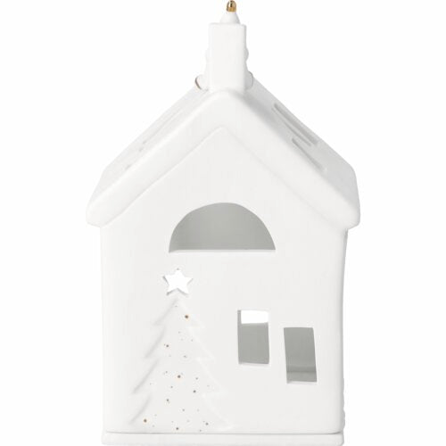 Decoratieve Räder Lichthuis met Rudolf-wachtfiguur, knusse winterdecoratie met gedetailleerde kerstscene.