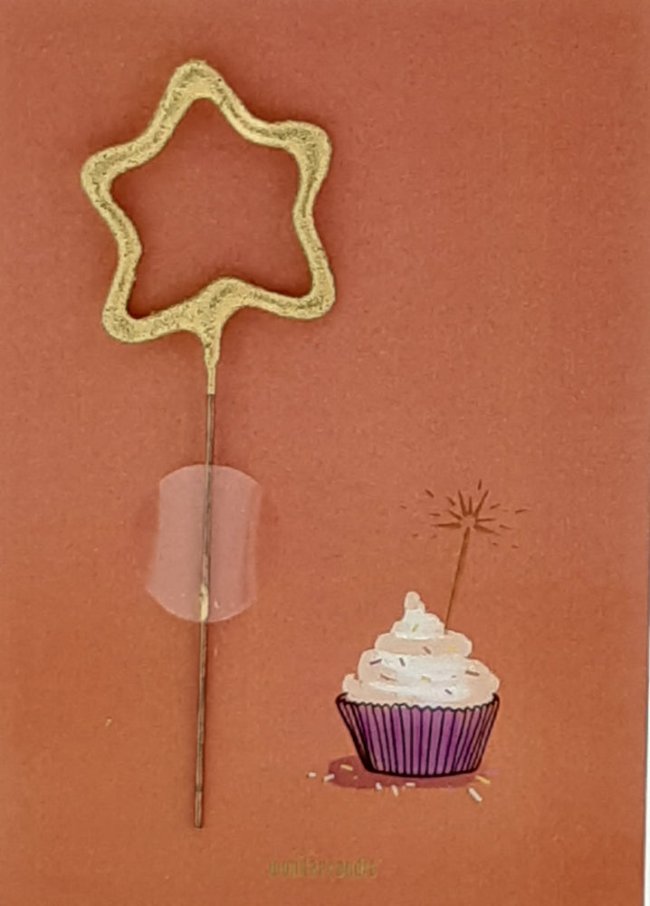 Wondercandle  Kaartje met sparkle verjaardag