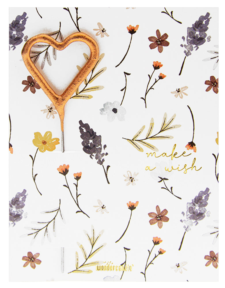 Wondercandle  Kaartje met sparkle Flower your day of Make a wish