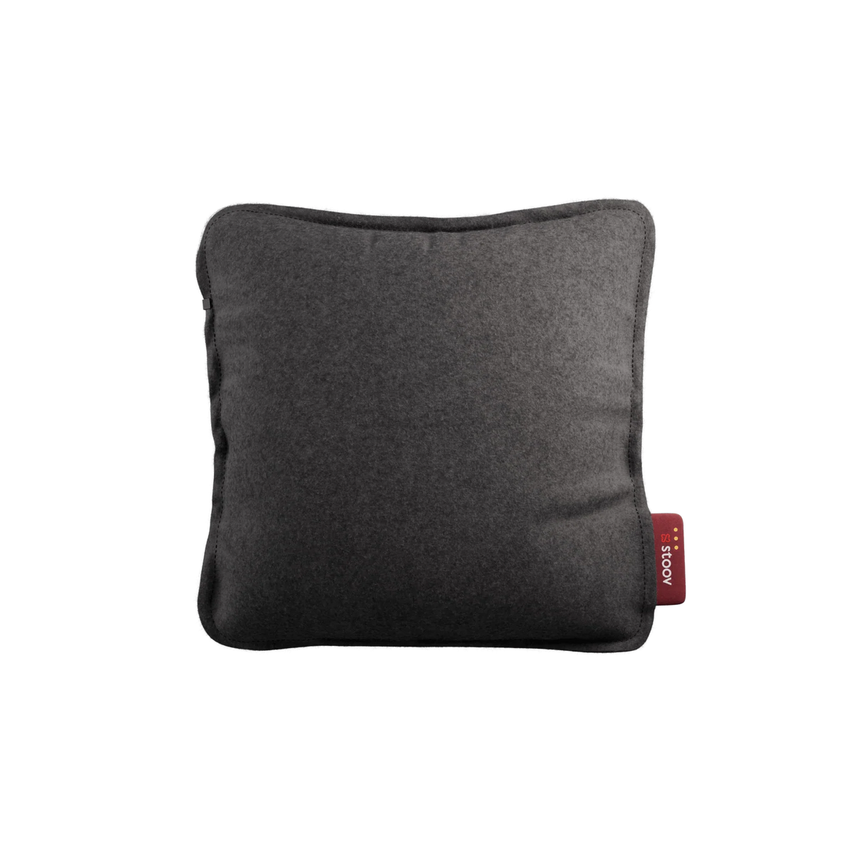 Stoov Ploov Flex warmtekussen 45x45 cm in dondergrijs, oplaadbaar, geschikt voor comfortabel gebruik als kussen of deken.