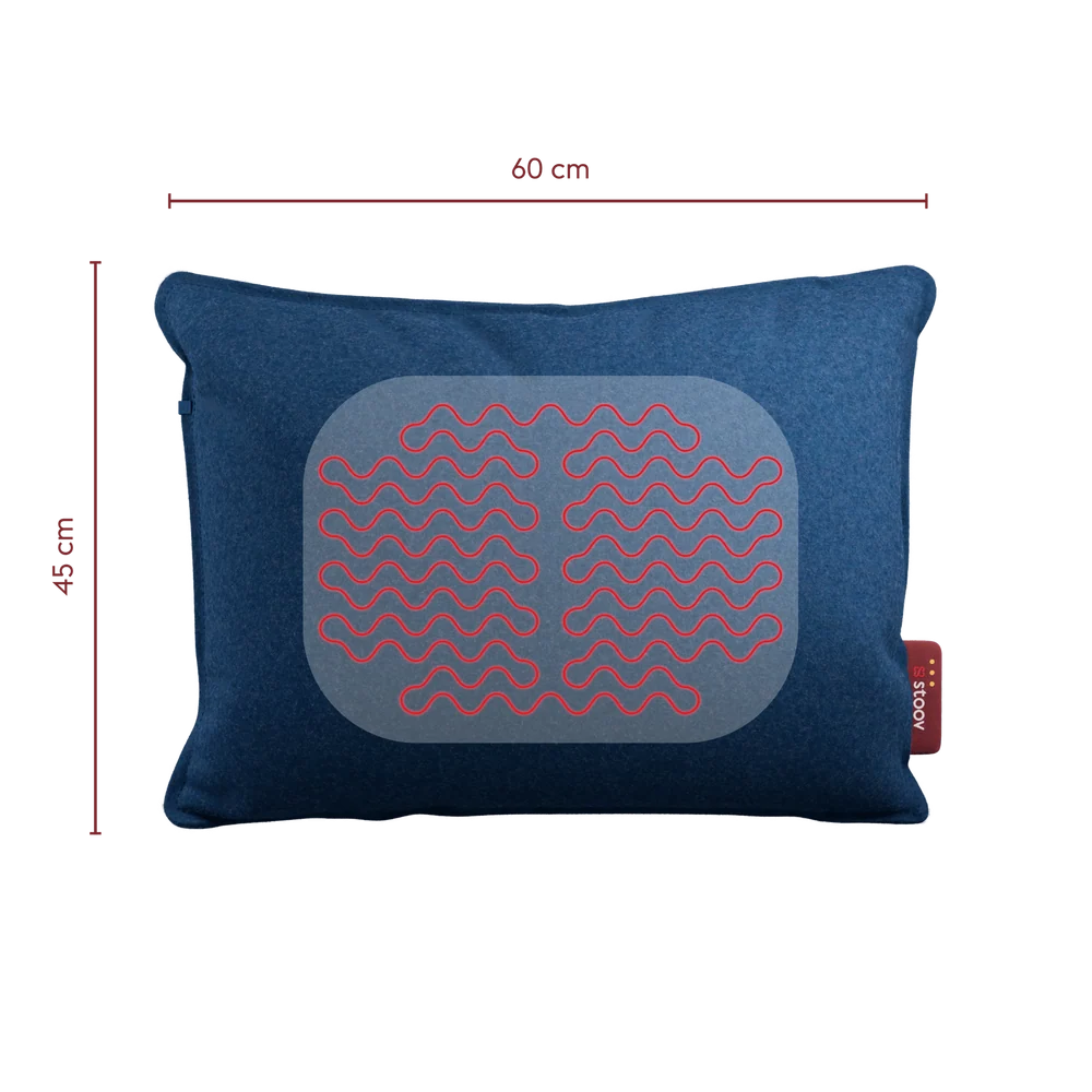 Stoov Ploov Flex oplaadbaar warmtekussen 45x60 cm, blauw, kussen en deken, zacht en comfortabel voor warmte en ontspanning
