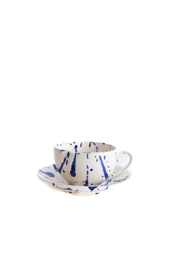 Val Pottery Cosy Cappuccino - Cobalt Blue Blob