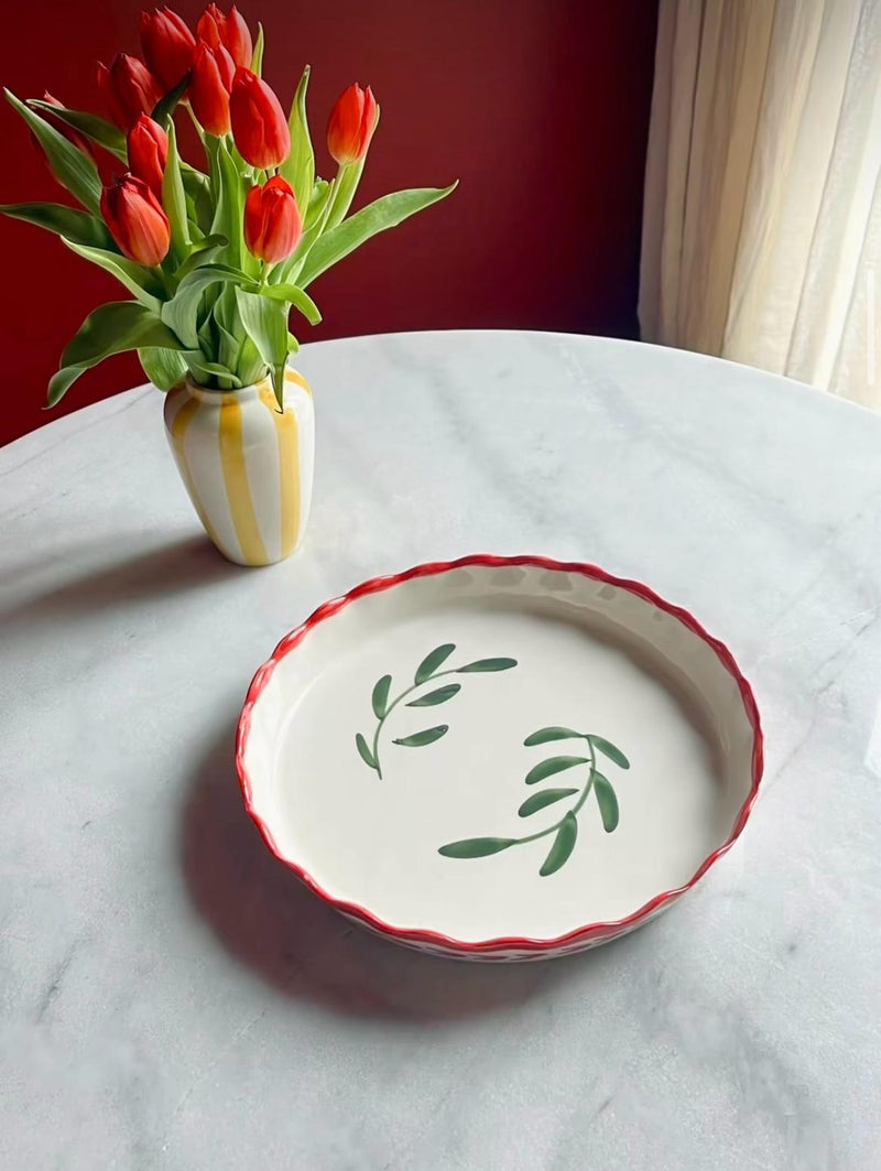 Val Pottery   Pie plate groen - Oosterlinck