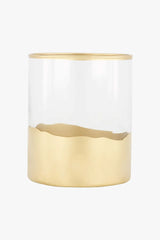 ZUSSS  Waxinelichthouder glas met gouden afwerking - 2 maten