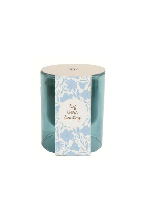 ZUSSS  Geurkaars in blauw glas Lief, liever, lieveling - Oosterlinck
