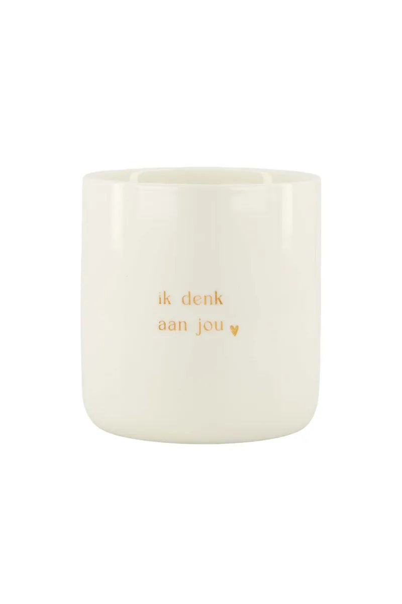 ZUSSS  Keramische geurkaars "ik denk aan jou" - met gouden deksel - Oosterlinck