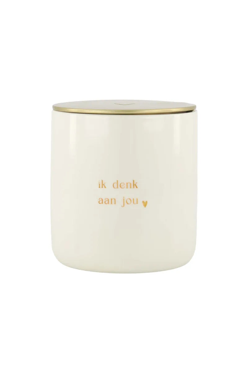 ZUSSS  Keramische geurkaars "ik denk aan jou" - met gouden deksel - Oosterlinck