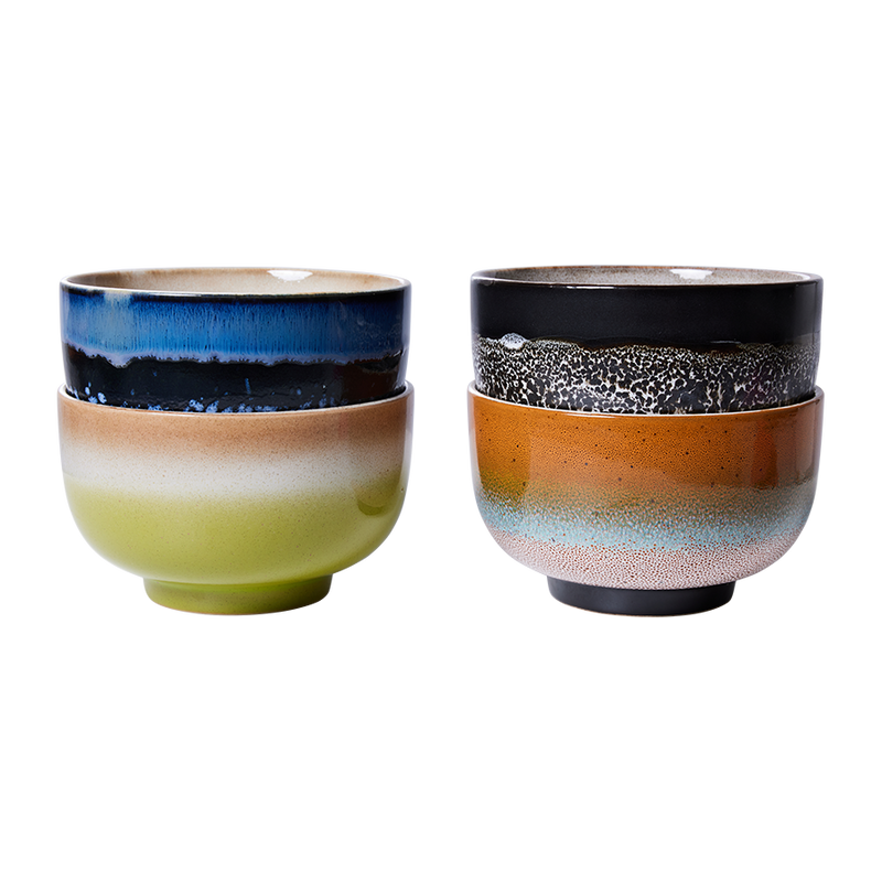 HK Living  - 70s ceramics: Noodle bowls Groovy - set van 4 - Oosterlinck
