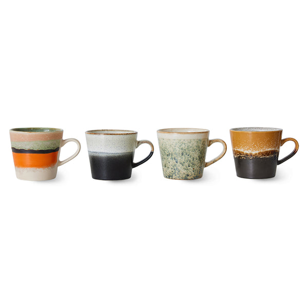 HK Living  70s ceramics cappuccino mugs Verve / set van 4 - Oosterlinck