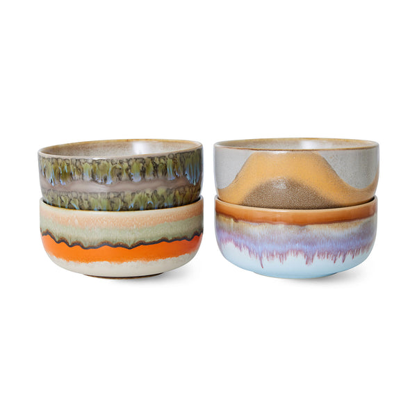 HK Living  70s ceramics: Dessert bowls Reef / set van 4 - Oosterlinck