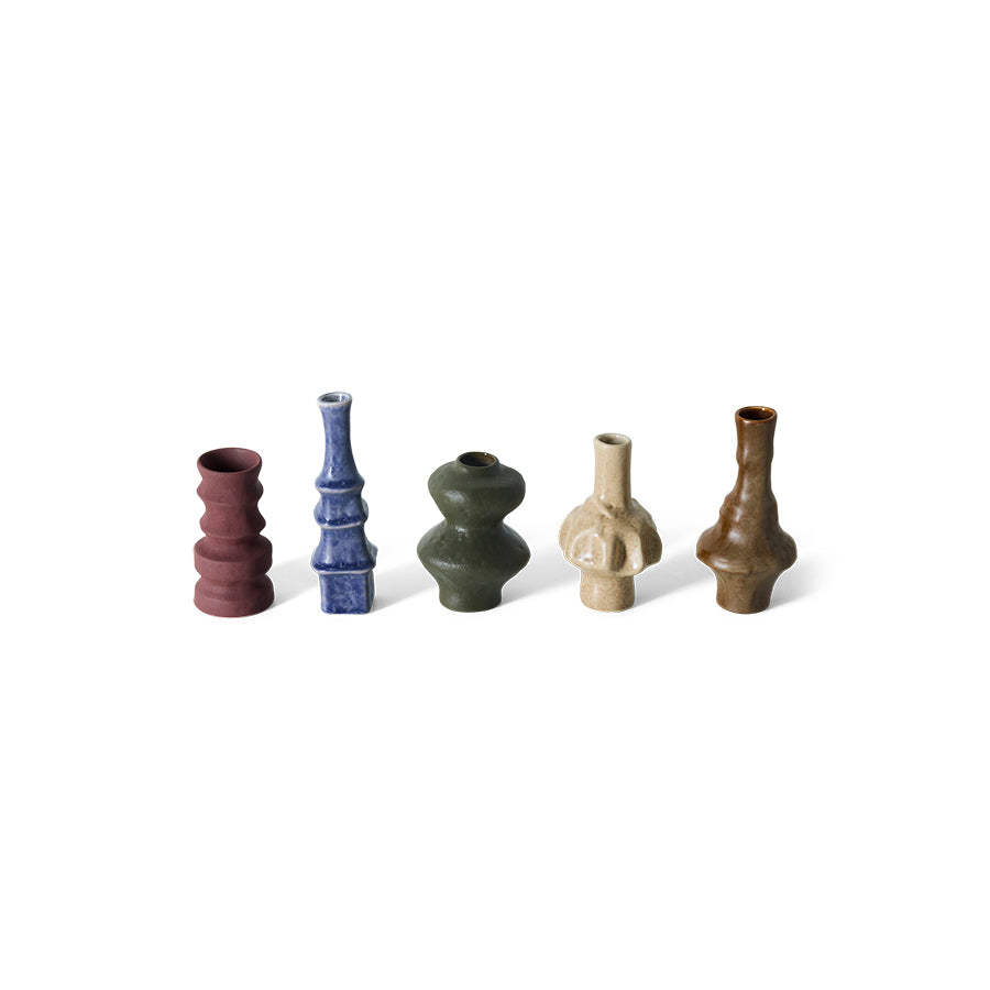 HK Living  70s ceramics small vases Palette / set van 5