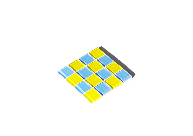 Studio Matrix - Mozaïek chess basis blauw onderzetter / coaster - diverse kleurencombo's - Oosterlinck