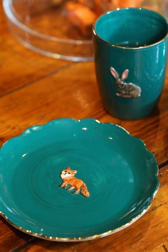 &Klevering  Forest animal mugs - set van 4 - Oosterlinck