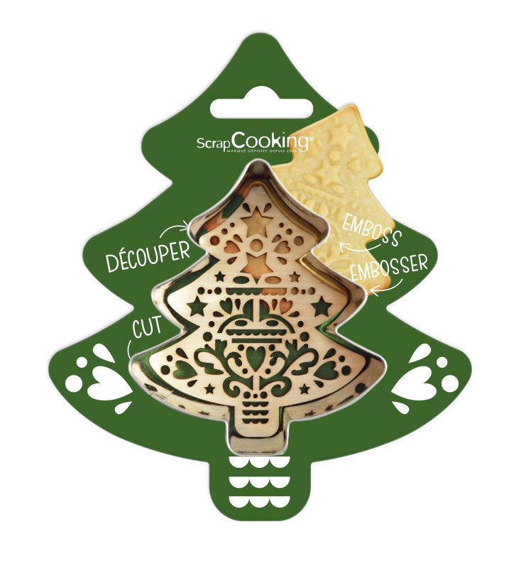 Scrap Cooking koekjesvorm XL met stempel kerstboom