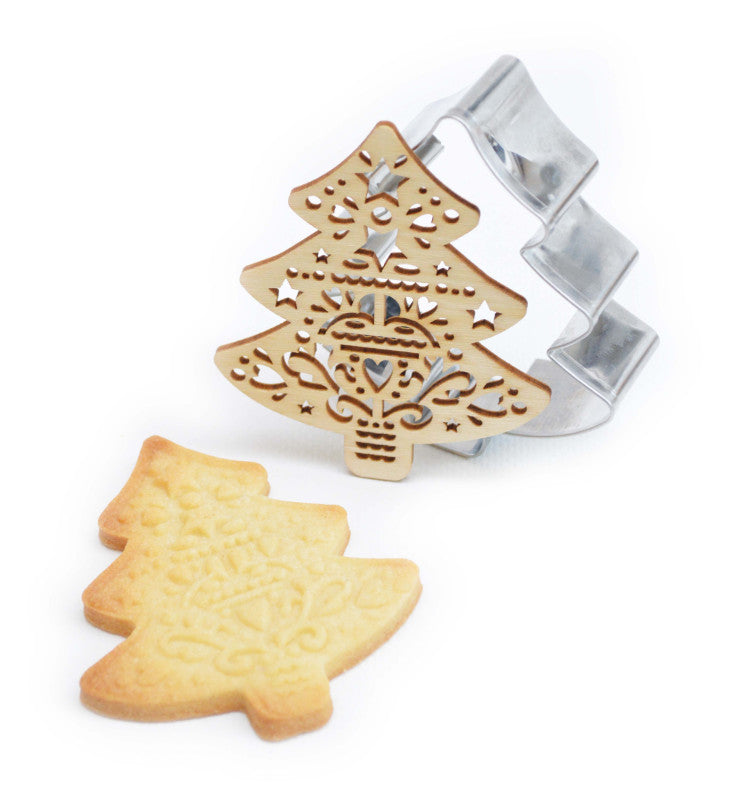 Scrap Cooking koekjesvorm XL met stempel kerstboom