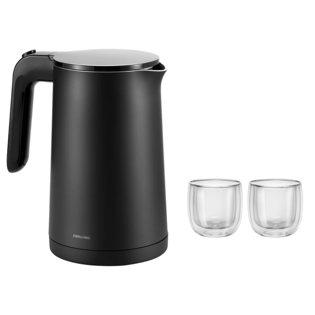 Zwilling Enfinigy waterkoker 1L + 2 GRATIS dubbelwandige theeglazen