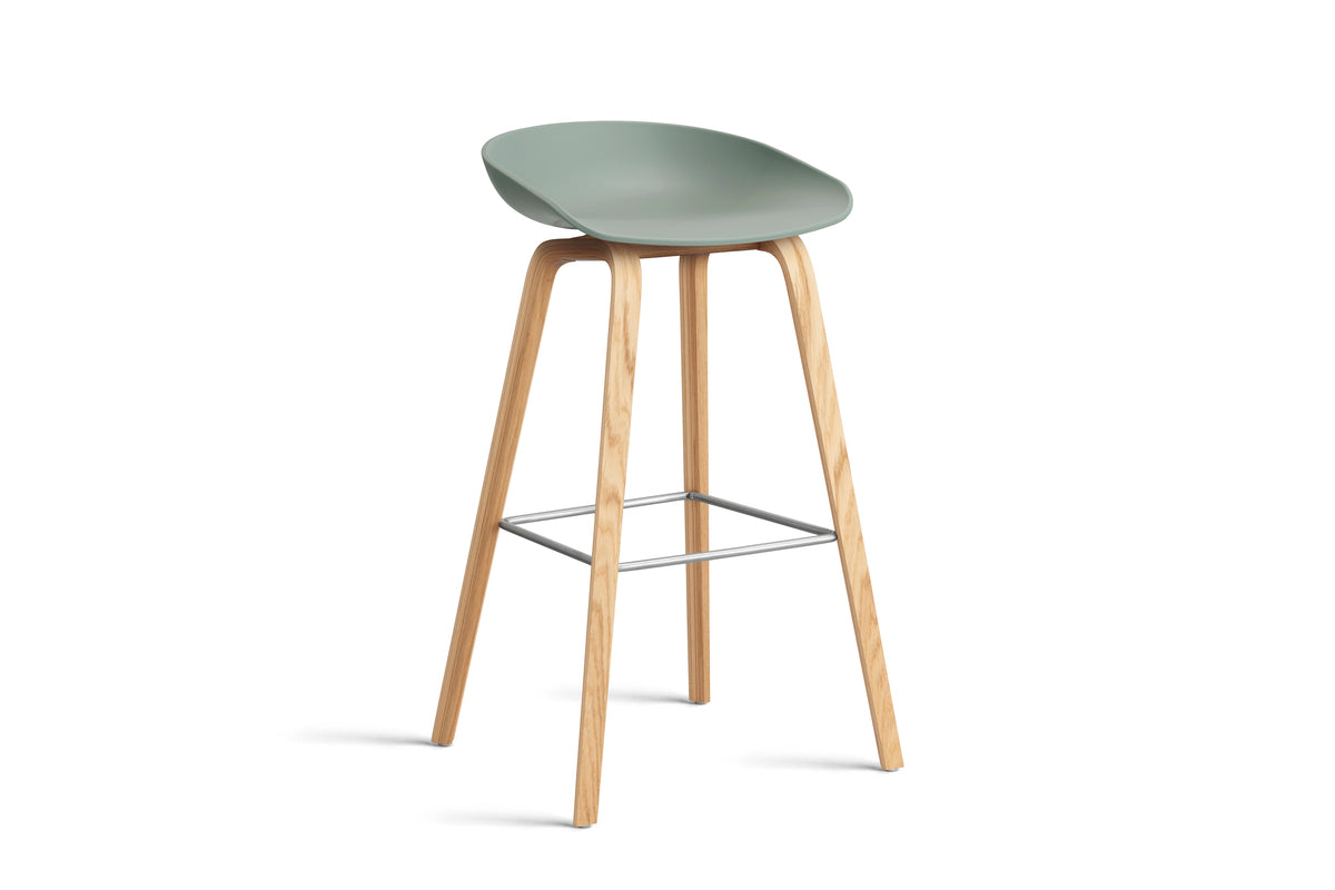 HAY - AAS32 About a stool barkruk - onderstel helder gelakt eik - high - Oosterlinck