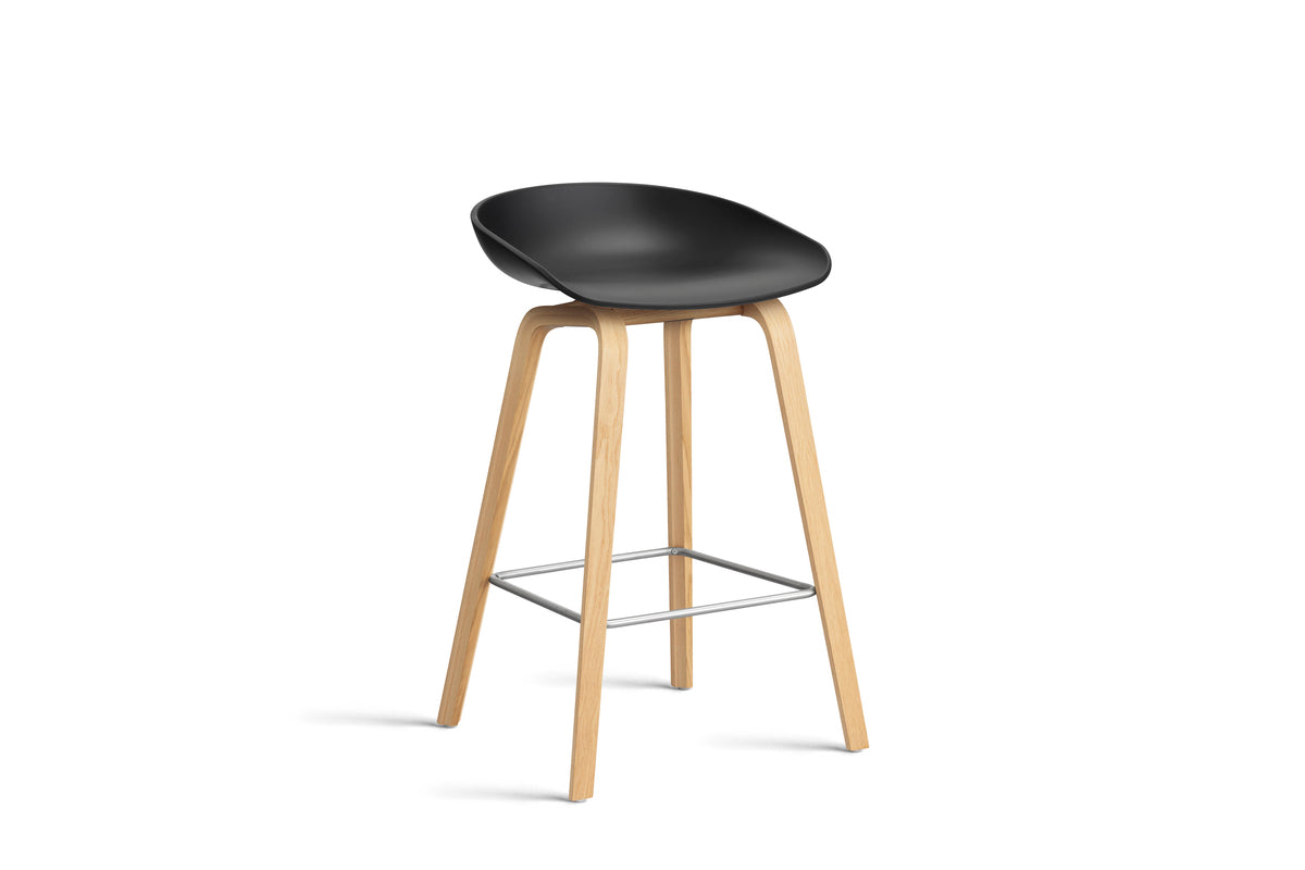 HAY - AAS32 About a stool barkruk - onderstel helder gelakt eik - low - Oosterlinck