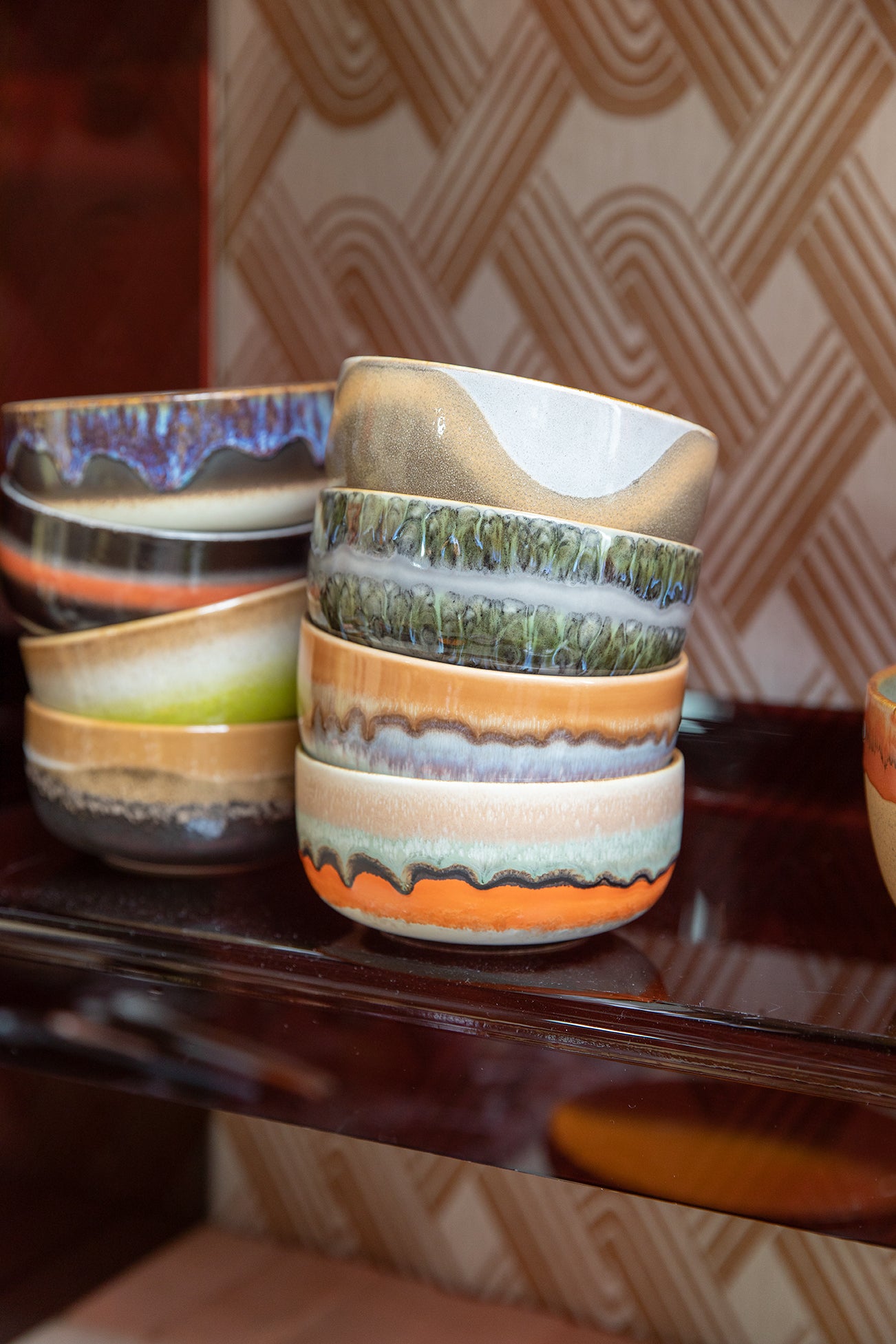 HK Living  70s ceramics: Dessert bowls Reef / set van 4 - Oosterlinck