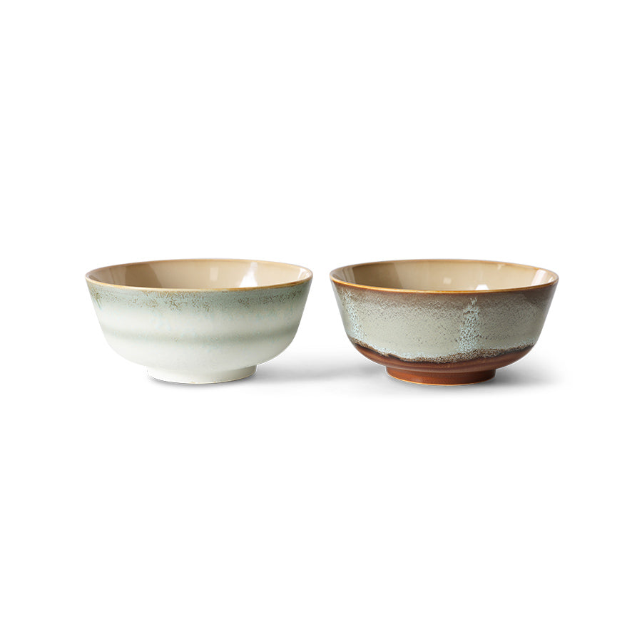 HK Living  70s ceramics: Ramen bowls Verge / set van 2 - Oosterlinck Home